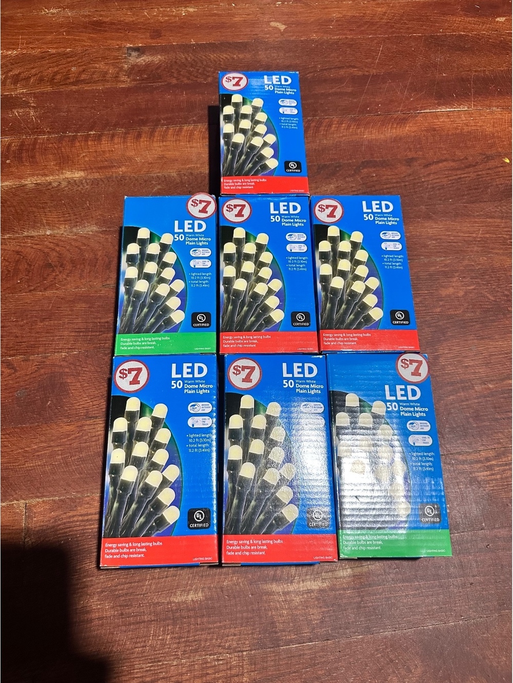 Lot of 7 LED Warm White Dome Micro-Style Holiday Lights - 50ct Each - New